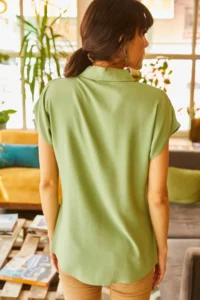 Olalook Women's Green Bat Viscose Shirt - Image 4