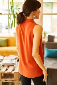 Olalook Women Cinnamon Sleeveless Viscose Shirt - Image 2