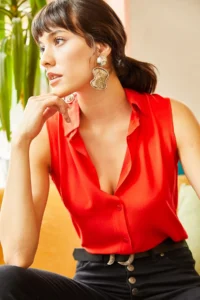Olalook Women Rejection Sleeveless Viscose Shirt - Image 2