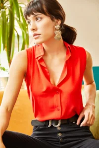 Olalook Women Rejection Sleeveless Viscose Shirt - Image 4