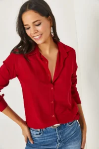 Olalook Burgundy Woven Viscose Regular Fit Shirt