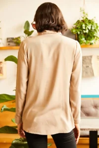 Olalook Women's Milk Coffee Woven Viscose Regular Fit Shirt - Image 2