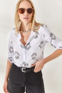 Olalook Wind Rose Black Sleeve Folded Linen Shirt - Image 3