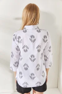 Olalook Wind Rose Black Sleeve Folded Linen Shirt - Image 5