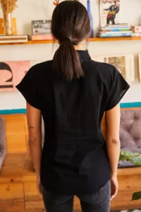 Olalook Women Black Yarasa Linen Shirt - Image 2