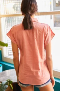 Olalook Women Dusty Rose Yarasa Linen Shirt - Image 2