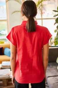 Olalook Women Rejection Yarasa Linen Shirt - Image 2