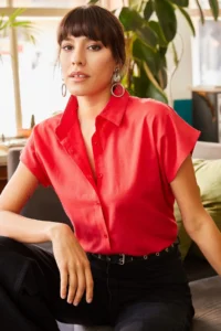 Olalook Women Rejection Yarasa Linen Shirt - Image 4
