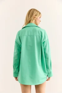 Olalook Women's Mint Green Hidden Placket Poplin Shirt - Image 2