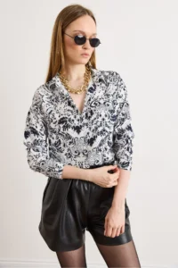Olalook Women's Boho Black Single Pocket Woven Viscose Shirt - Image 4