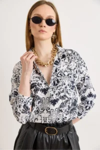 Olalook Women's Boho Black Single Pocket Woven Viscose Shirt - Image 5