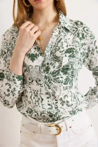 Olalook Women's Boho Khaki Single Pocket Woven Viscose Shirt - Image 5