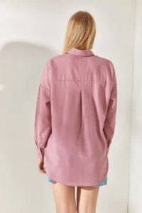Olalook Dusty Rose Pocket Detailed Printed Woven Shirt - Image 6