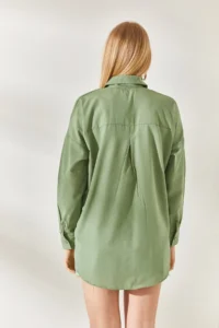 Olalook Mold Green Pocket Detailed Printed Woven Shirt - Image 6