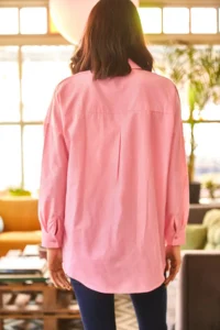 Olalook Women's Pink Pocket Detailed Printed Woven Shirt - Image 5