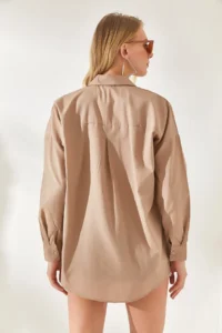Olalook Mink Sequin Detailed Woven Boyfriend Shirt - Image 6