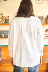 Olalook Women's White Bird Sequin Detailed Woven Boyfriend Shirt - Image 2