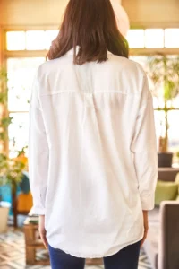 Olalook Women's White Eye Sequin Detailed Woven Boyfriend Shirt - Image 5