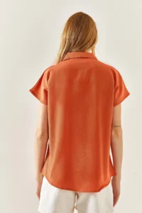 Olalook Women's Onion Skin Bat Oversize Linen Shirt - Image 8