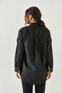 Olalook Women's Floral Black Sequin Detailed Oversize Stash Shirt - Image 6