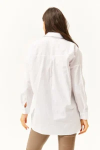 Olalook Women's White Collar and Front Oval Woven Shirt with Stones - Image 7