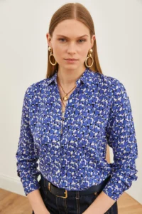 Olalook Women's Heart Lilac Patterned Woven Viscose Shirt - Image 5