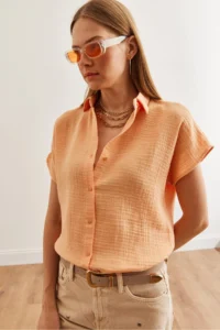 Olalook Women's Salmon Bat Basic Muslin Shirt - Image 6