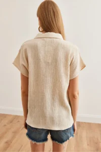 Olalook Women Stone Yarasa Basic Muslin Shirt - Image 2