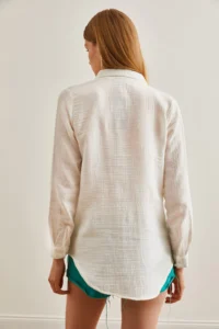Olalook Women Ecru Basic Muslin Shirt - Image 6