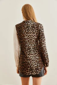 Olalook Women's Ecru Stone Leopard Block Woven Viscose Shirt - Image 2