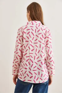 Olalook Women's Rod Fuchsia Cuffed Linen Shirt - Image 2