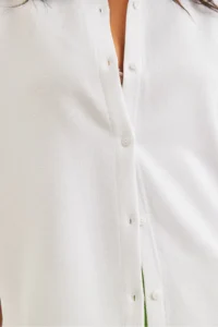 Olalook Women's White Wool Effect Winter Basic Shirt - Image 6