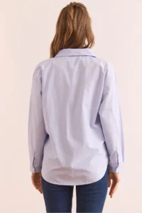 Olalook Women's Blue Single Pocket Regular Fit Cotton Shirt - Image 2