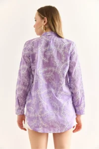 Olalook Women's Lilac Geometric Scallop Detailed Shirt - Image 2