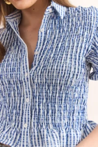 Olalook Women Blue Gipelli Crop Viscose Shirt GML- - Image 4