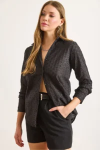 Olalook Women Black Regular Fit Fisto Shirt - Image 5
