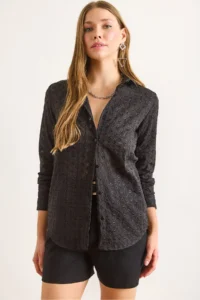 Olalook Women Black Regular Fit Fisto Shirt - Image 6