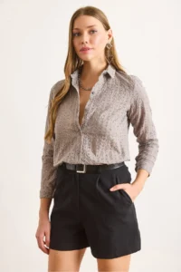 Olalook Women Smoke Gray Regular Fit Fisto Shirt - Image 3