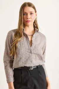 Olalook Women Smoke Gray Regular Fit Fisto Shirt - Image 5