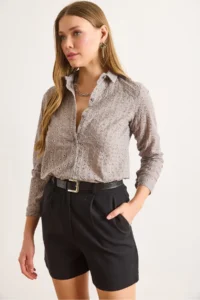 Olalook Women Smoke Gray Regular Fit Fisto Shirt - Image 6
