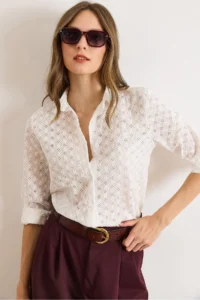 Olalook Women White Regular Fit Fisto Shirt
