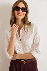 Olalook Women White Regular Fit Fisto Shirt - Image 5