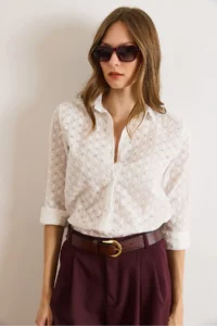 Olalook Women White Regular Fit Fisto Shirt - Image 6