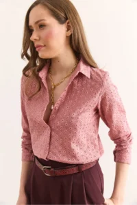 Olalook Women's Dusty Rose Regular Fit Scallop Shirt GML- - Image 3