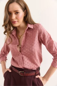 Olalook Women's Dusty Rose Regular Fit Scallop Shirt GML- - Image 4