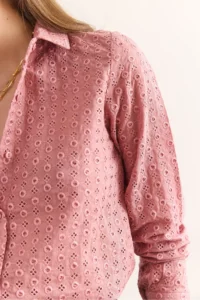 Olalook Women's Dusty Rose Regular Fit Scallop Shirt GML- - Image 6