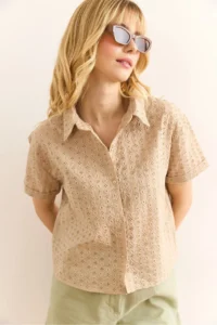 Olalook Women Stone Duble Kol Fisto Shirt