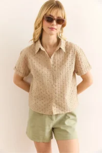 Olalook Women Stone Duble Kol Fisto Shirt - Image 3
