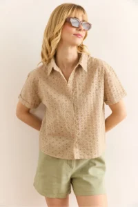 Olalook Women Stone Duble Kol Fisto Shirt - Image 4