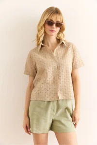 Olalook Women Stone Duble Kol Fisto Shirt - Image 5